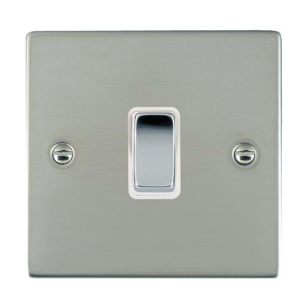 Flat Brushed Steel Sockets and Switches with Black Inserts and Matching Switches
